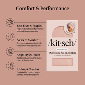 Kitsch bonnet long ties pictured to show adjustable secure-fit benefit