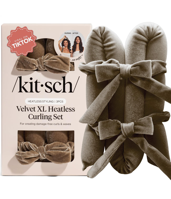 Kitsch velvet XL rod front view showing eucalyptus color and soft grip for gentle styling
