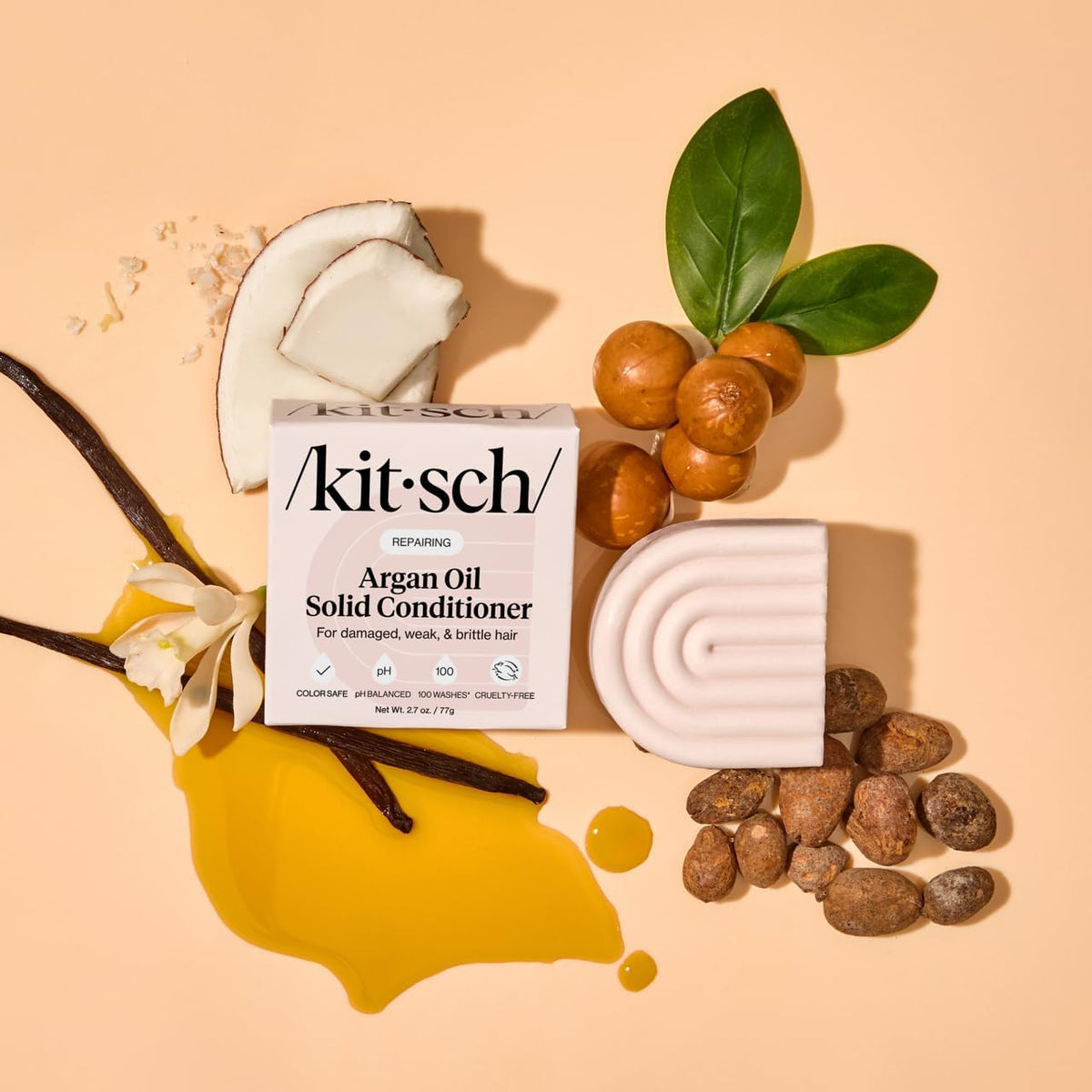 Kitsch conditioned hair result showing shine and reduced frizz after use