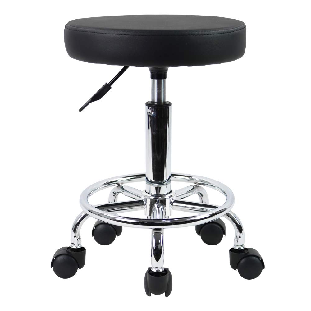 KKTONER front view black stool showing compact profile and mobility