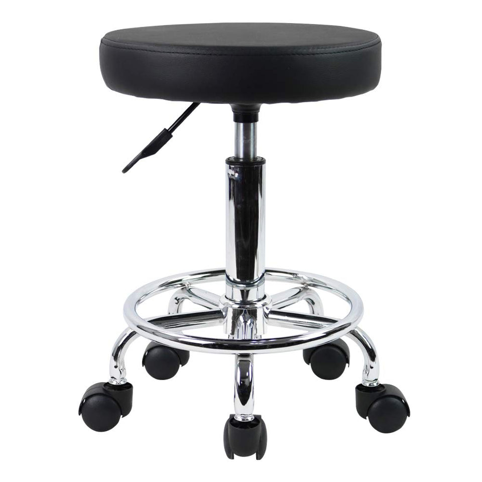KKTONER front view black stool showing compact profile and mobility