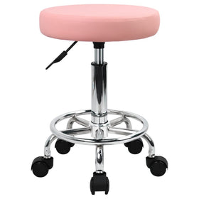 KKTONER pink stool front view showing compact seat and clean finish, easy mobility