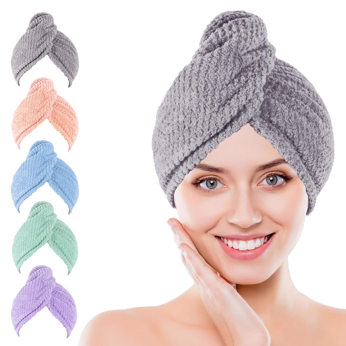 Kldnkig front view of folded turbans showing mixed colors and easy storage benefit
