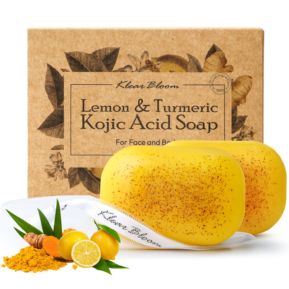 KlearBloom front packaging showing lemon turmeric soap benefits