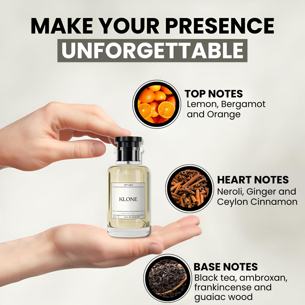 Klone bottle in hand illustrating compact travel size and easy portability