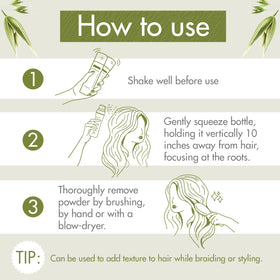 Demonstration of Klorane being applied to roots for instant refresh benefit