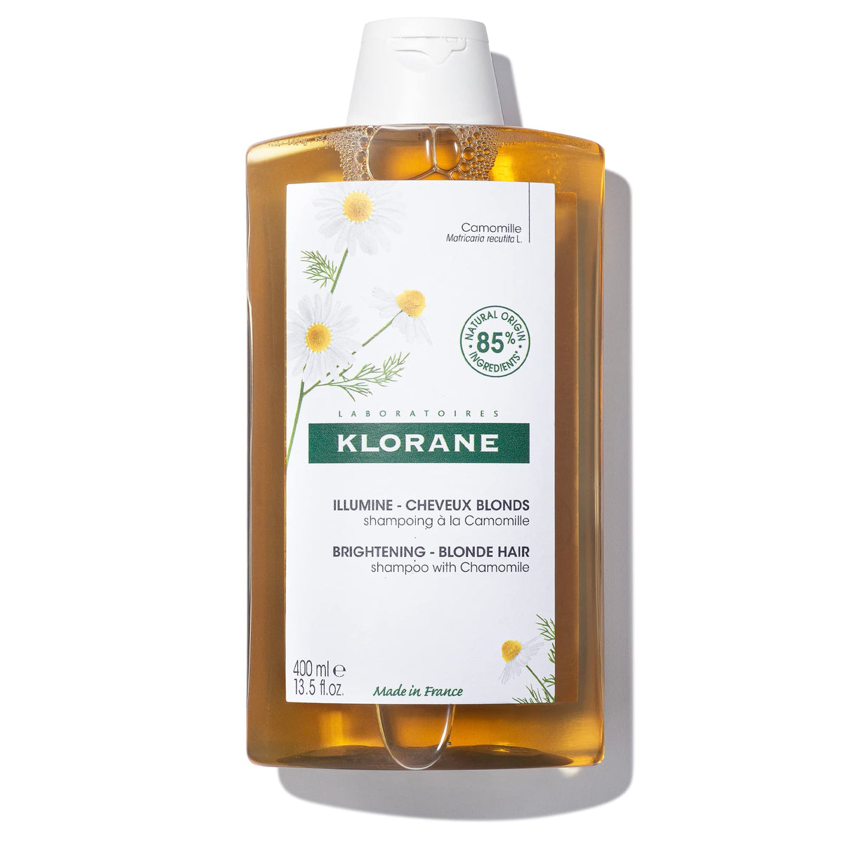 Klorane bottle front view showing chamomile brightness benefits