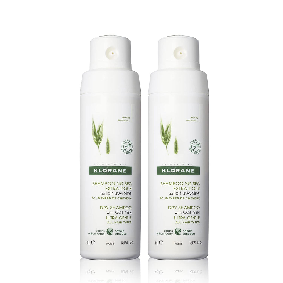 Klorane front packaging showing eco non‑aerosol bottle and travel benefit