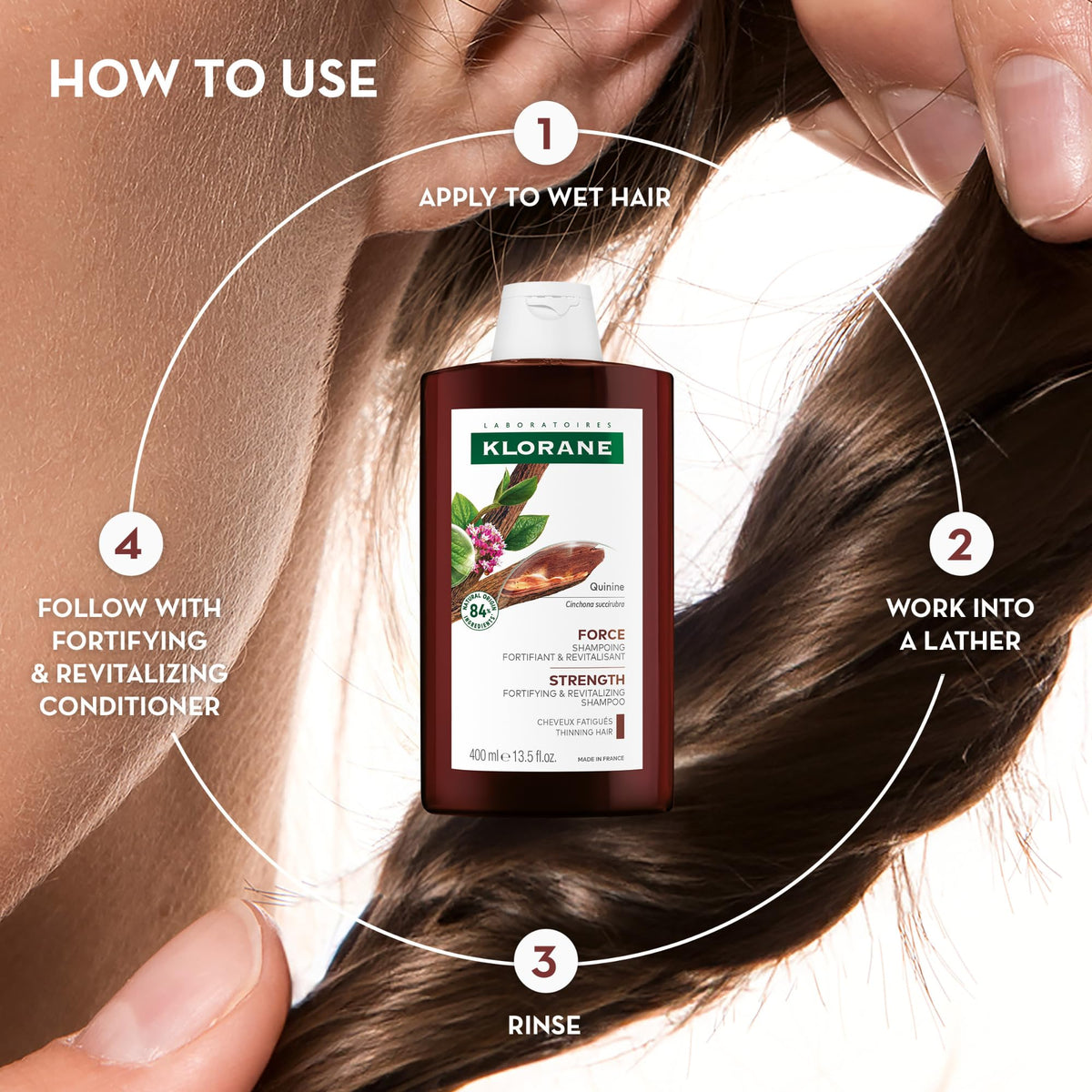 Klorane quinine plant ingredient visual emphasizing botanical origin and natural support