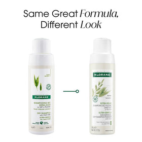 Klorane label close up showing oat milk ingredient and gentle formula benefit