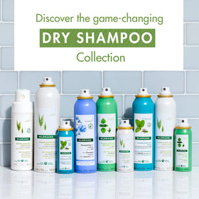 Klorane placed on bathroom vanity in lifestyle shot illustrating convenient refresh benefit
