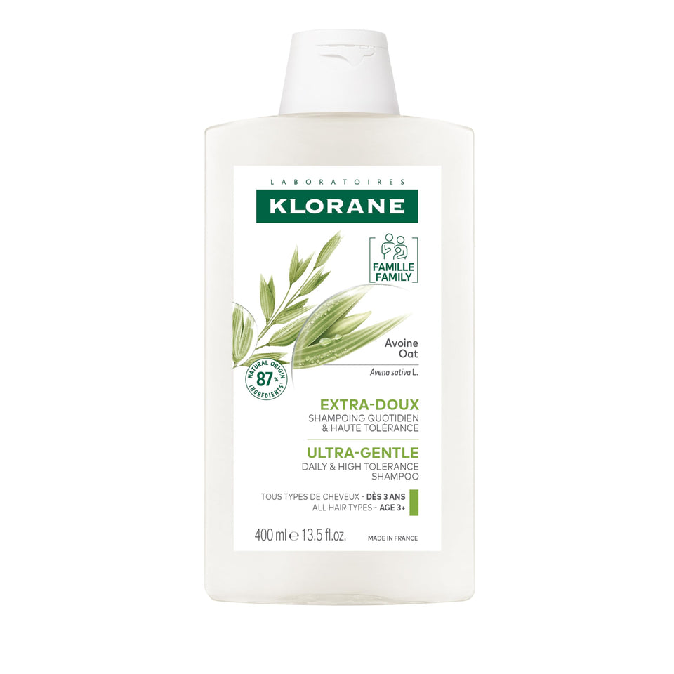 Klorane bottle front view showing label and gentle family shampoo benefits