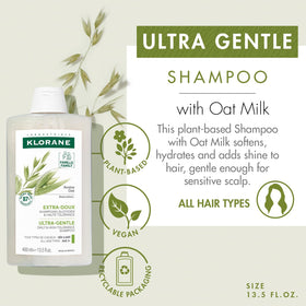 Klorane oat milk shampoo foam close-up highlighting creamy gentle lather