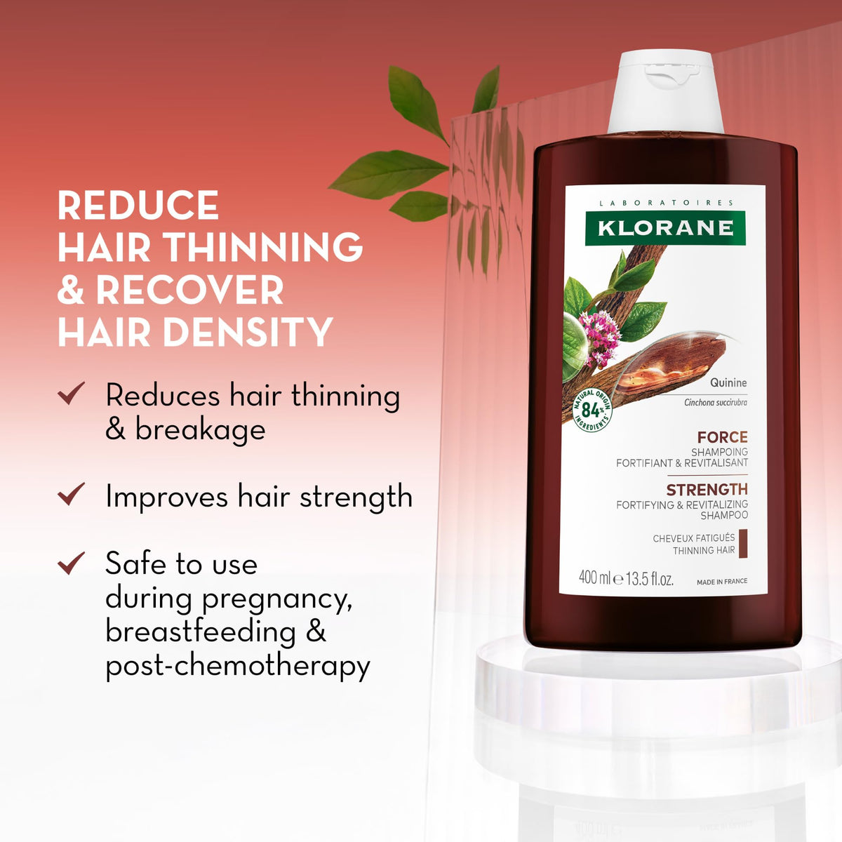 Klorane pump dispensing shampoo texture demonstrating creamy lather for gentle cleansing