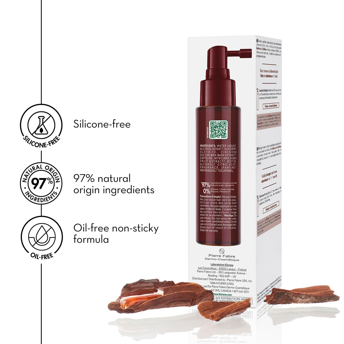 Klorane packaging and label detail highlighting active ingredients list