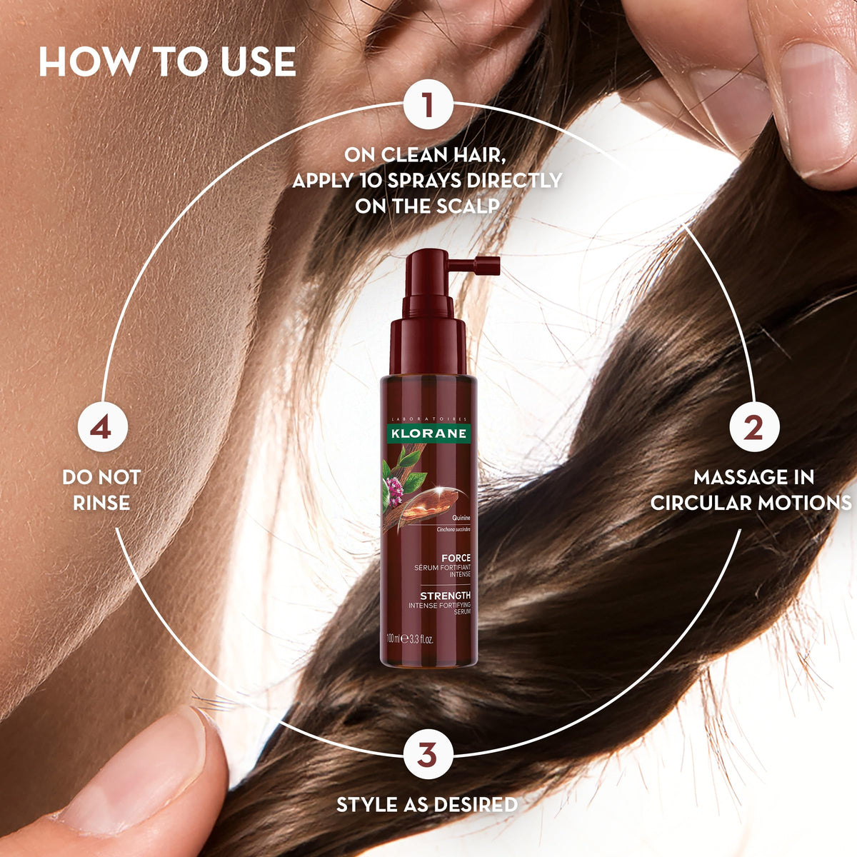 Klorane serum on bathroom counter in lifestyle setting for everyday routine