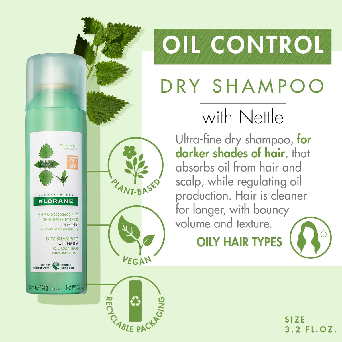 Klorane side label with ingredients visible to highlight gentle formulation