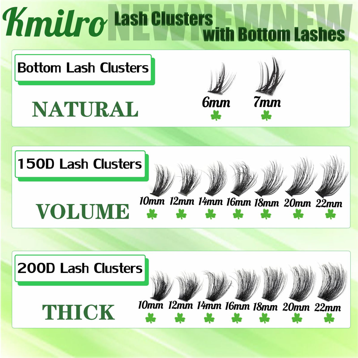 kmilro lower lash clusters 5–7mm displayed to show precise under-eye definition