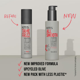 KMS AllSmooth applied to damp hair detangling and smoothing benefit