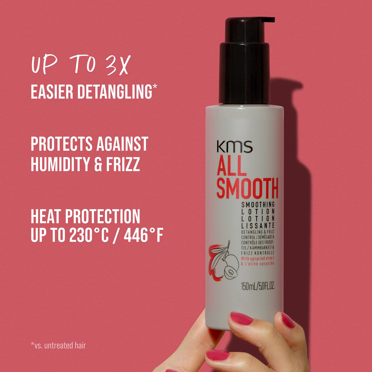KMS AllSmooth pump dispensing lotion for easy controlled application
