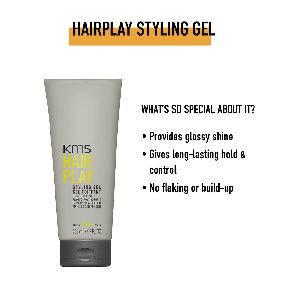 KMS HairPlay gel texture on fingers showing smooth spreadability benefit