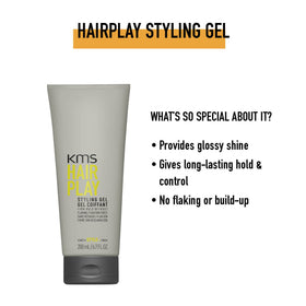 KMS HairPlay gel texture on fingers showing smooth spreadability benefit