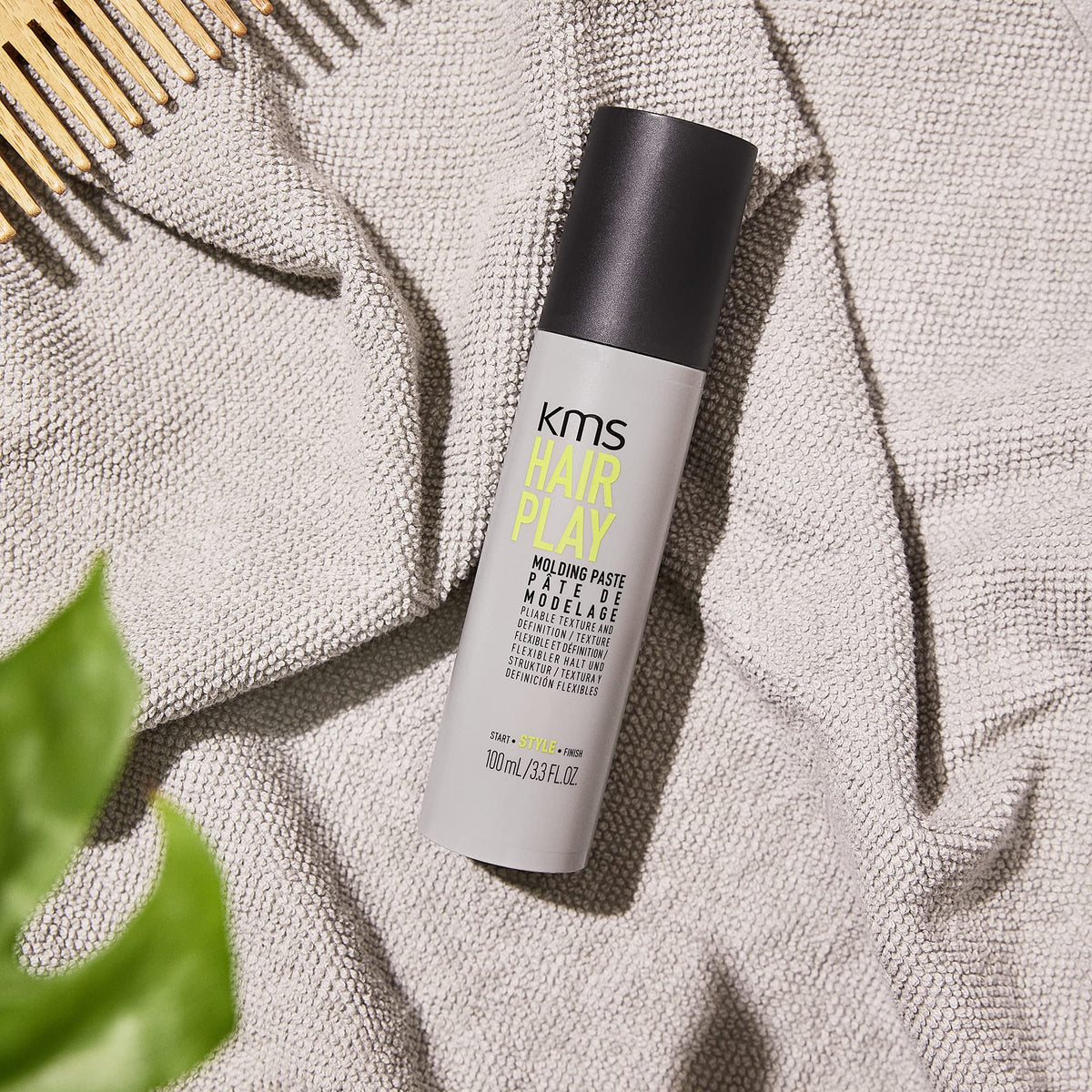 KMS styling applied to short hair, displays pliable hold and natural finish