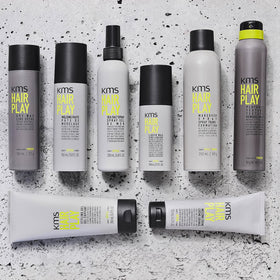 KMS on bathroom vanity beside tools showing routine-ready and convenience benefit