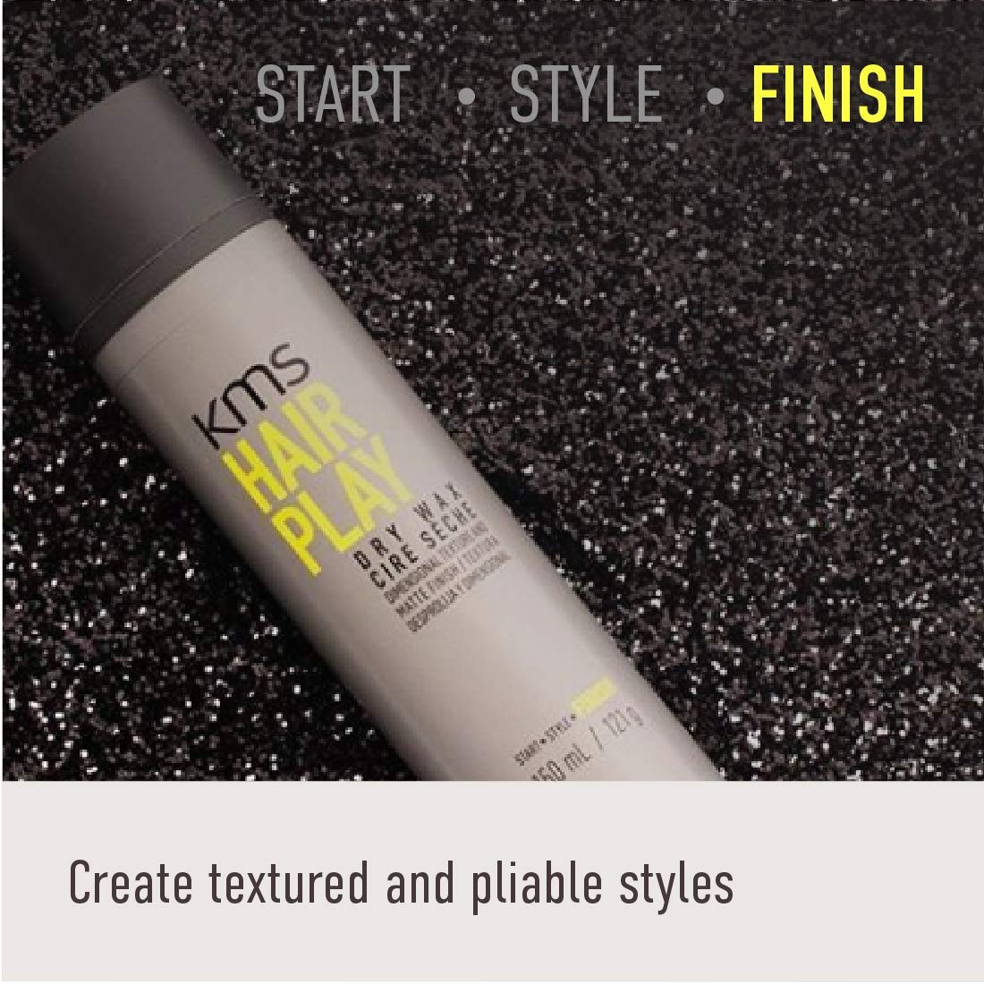 KMS HAIRPLAY held in hand to show 4.1 oz size and travel-friendly convenience