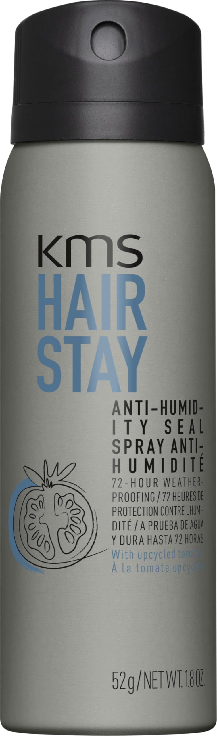 KMS HairStay bottle front view showing label and sleek design for easy identification