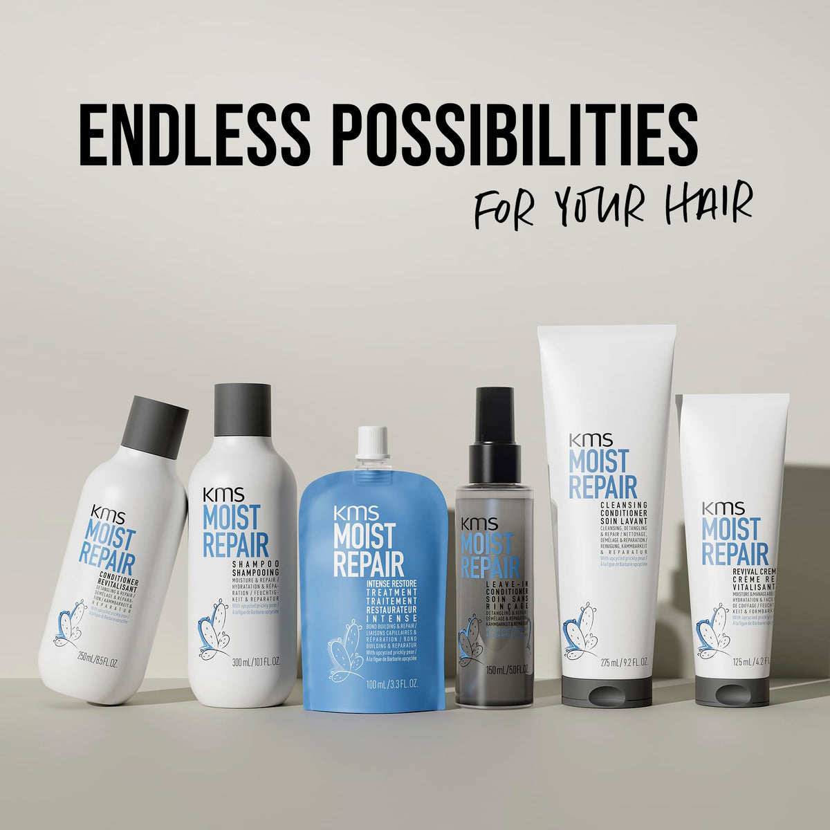 KMS MoistRepair on bathroom shelf in lifestyle scene for daily routine convenience