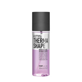 KMS ThermaShape front bottle image showing sleek packaging and quick-dry benefit