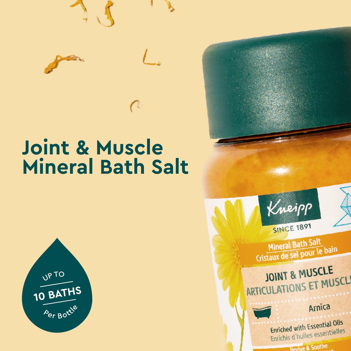 Kneipp open jar revealing saffron-colored salt texture for sensory appeal