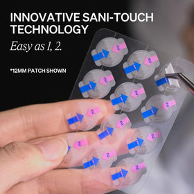 KNEMO saturated patch after use, visualizes absorption of fluids
