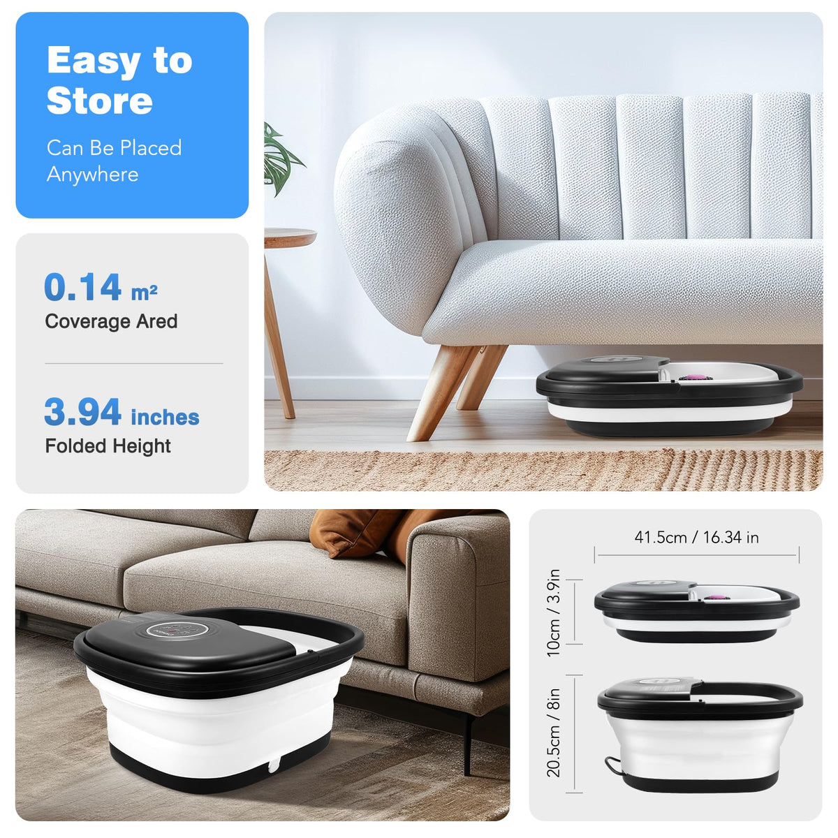 KNQZE next to shoe to show scale and compact footprint benefit