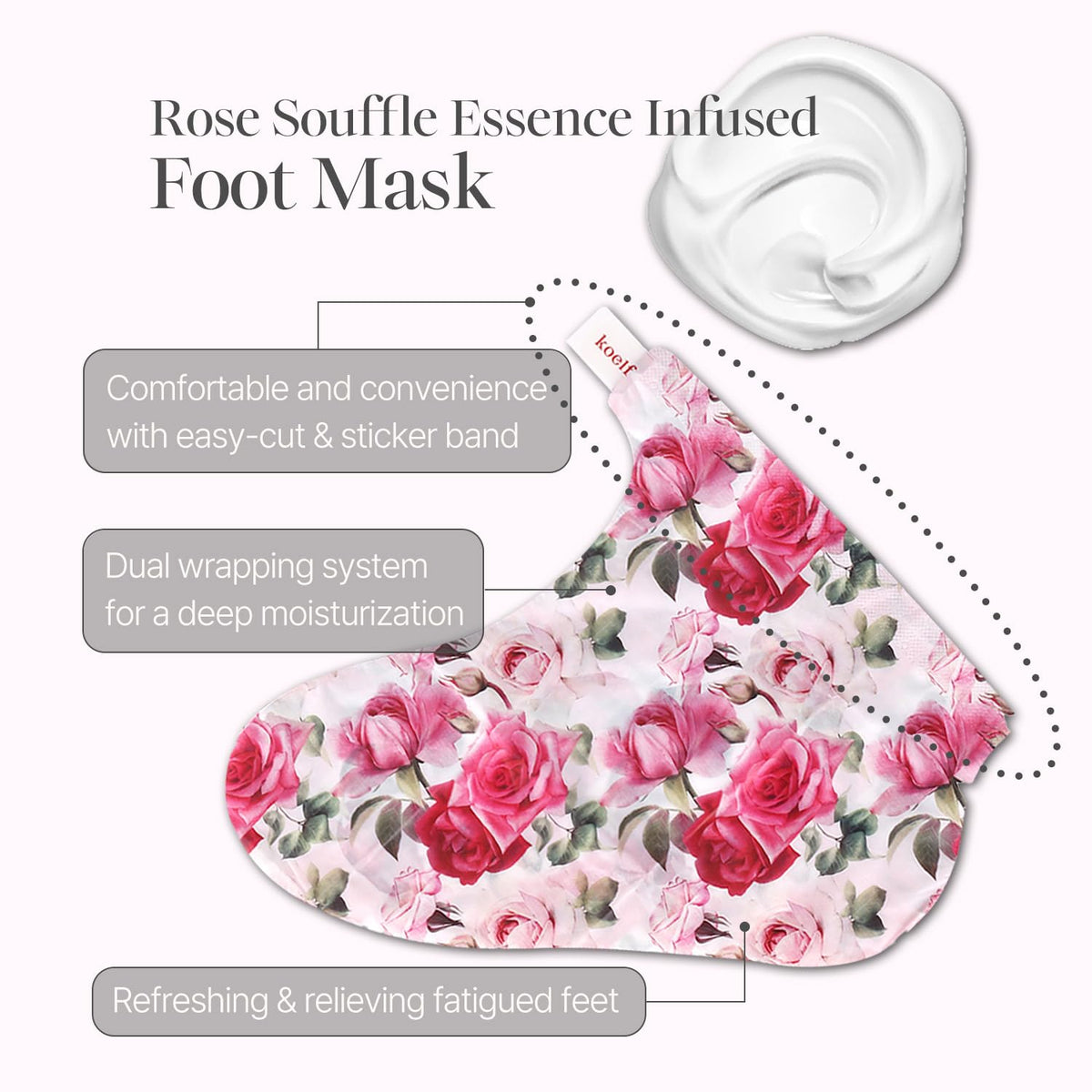 Koelf label closeup highlighting peptides, collagen and urea benefit