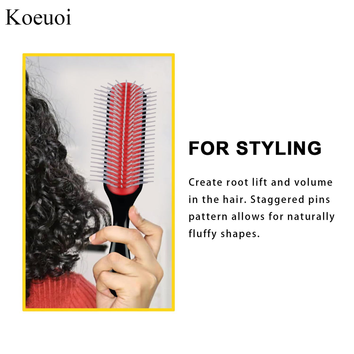 Koeuoi brush in use detangling curly hair for easier styling