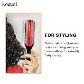 Koeuoi brush in use detangling curly hair for easier styling