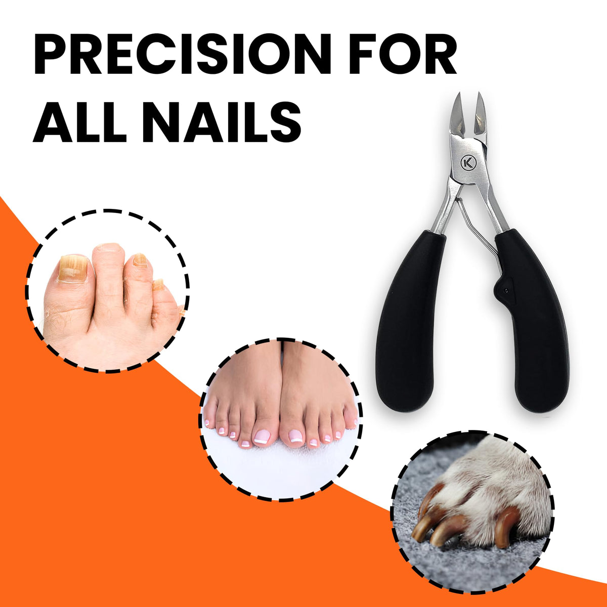KOHM caregiver trimming a senior's toenail highlighting safer, steady cuts