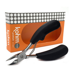 KOHM front view of toenail clippers showing packaging and build for durability