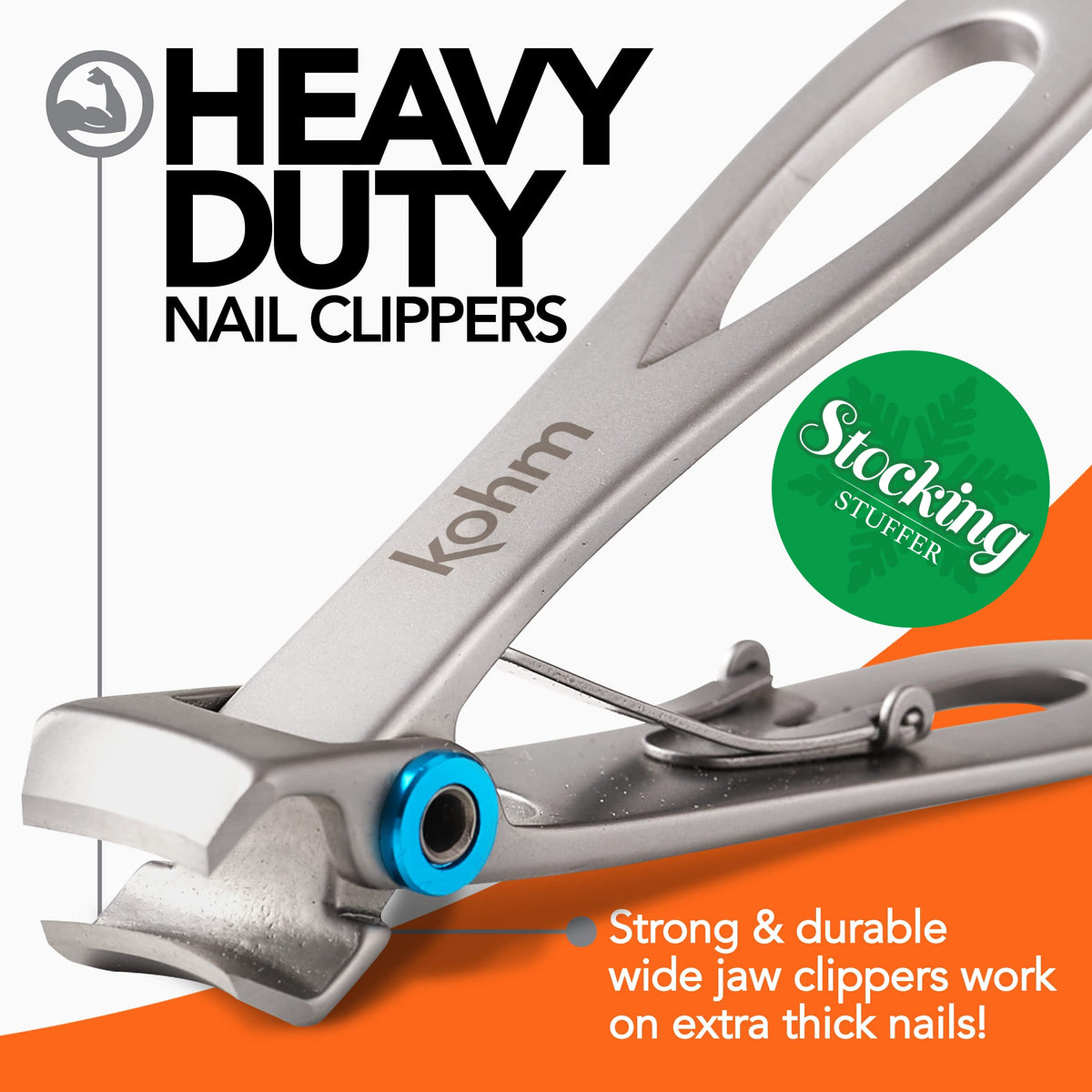 KOHM wide-mouth jaw detail that fits thick and ingrown nails easily