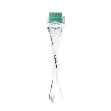 Koi Beauty derma roller front view showing ergonomic grip and roller head, enhances control