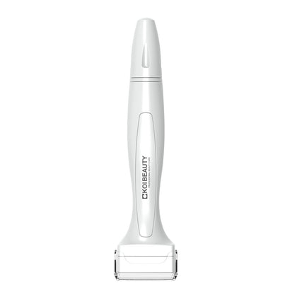 Koi Beauty front view of white derma stamp showing ergonomic handle and head benefit precision