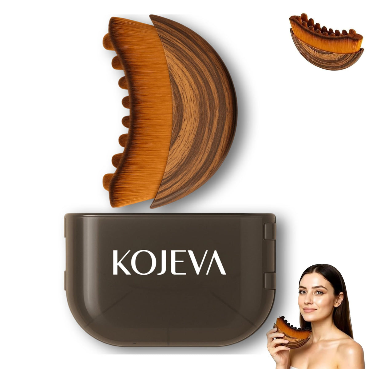 Kojeva front packaging showing brush and brand, promotes a refreshed facial look