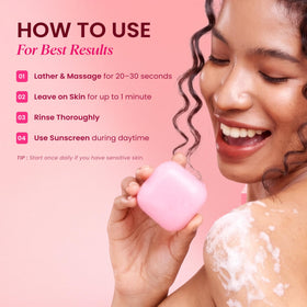 Koji White using soap in shower to cleanse body and refresh skin