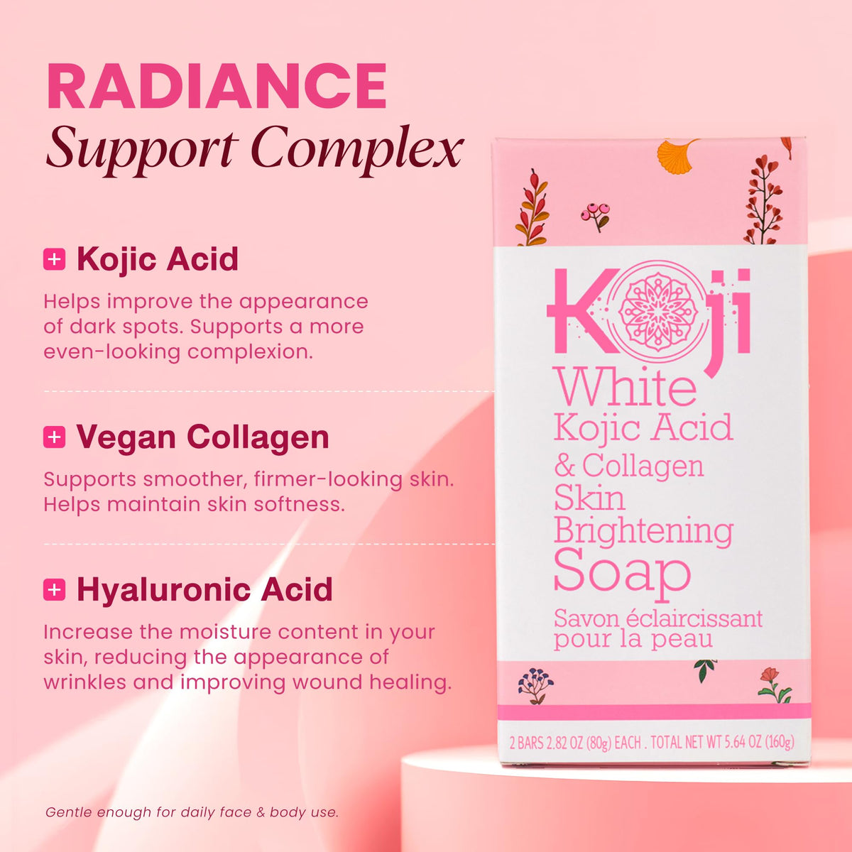 Koji White two bars laid out to show face and body separation convenience