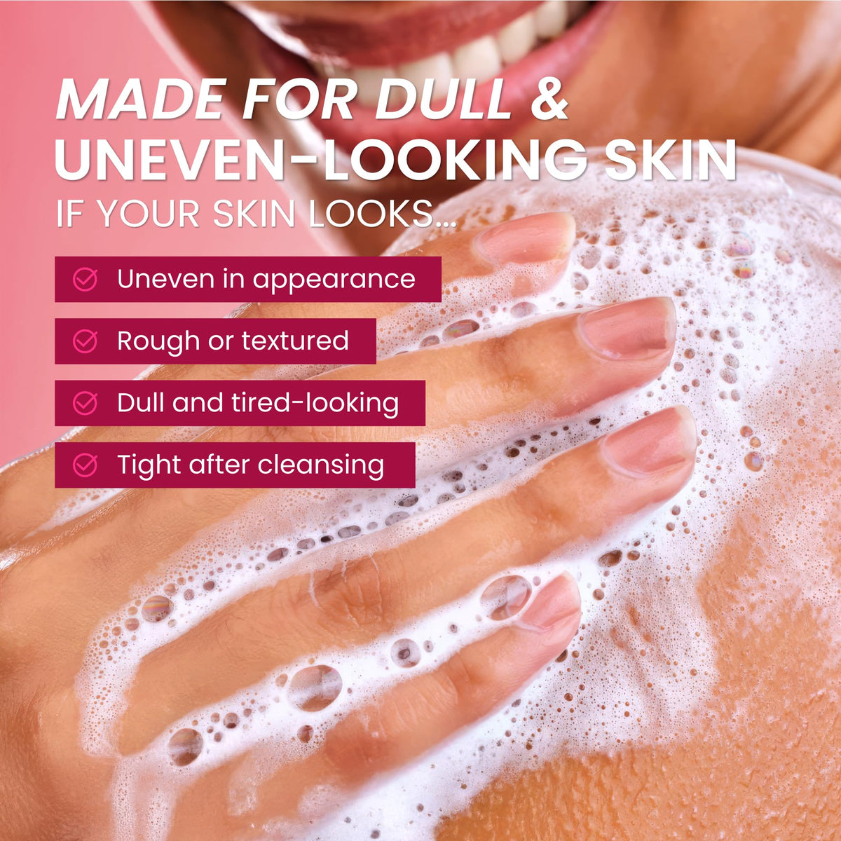 Koji White applying soap to face showing gentle use for brighter complexion