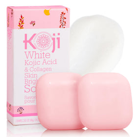 Koji White front packaging showing two brightening soap bars for clear skin