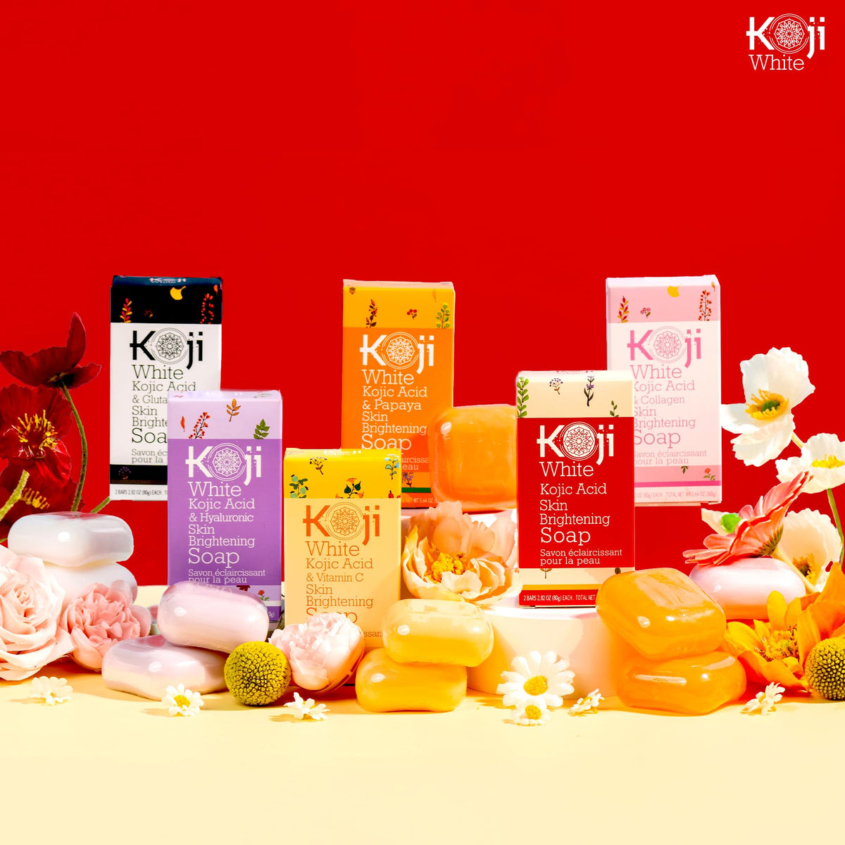 Koji White soap on shelf in bathroom suggesting daily routine use
