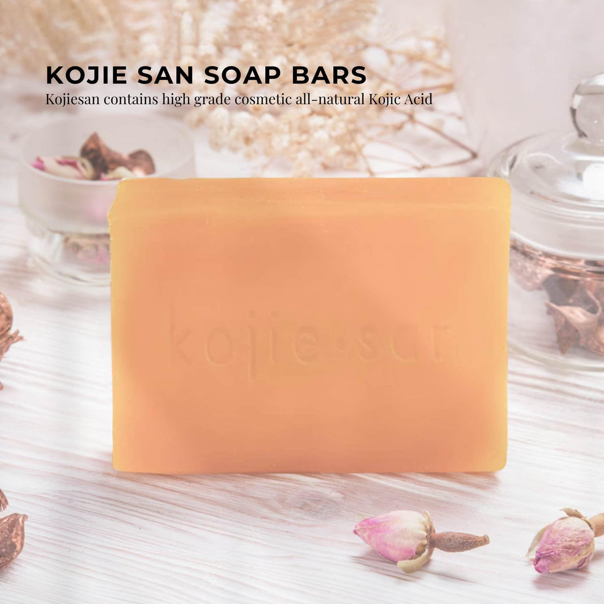 Kojie San bar close-up texture highlighting smooth kojic acid finish